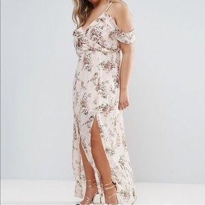 Floral print cold shoulder dress